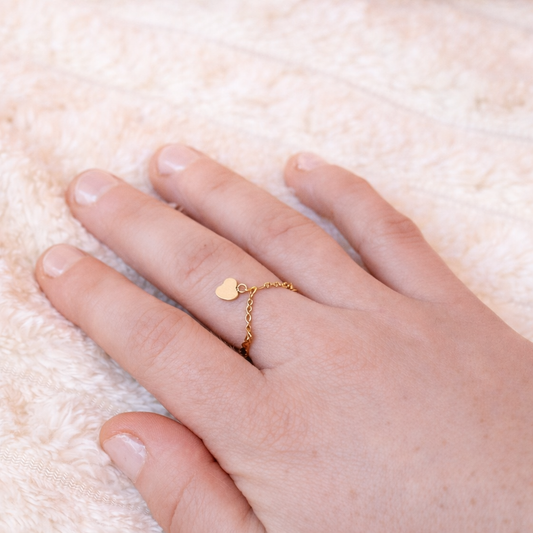 Bague chaîne cœur
