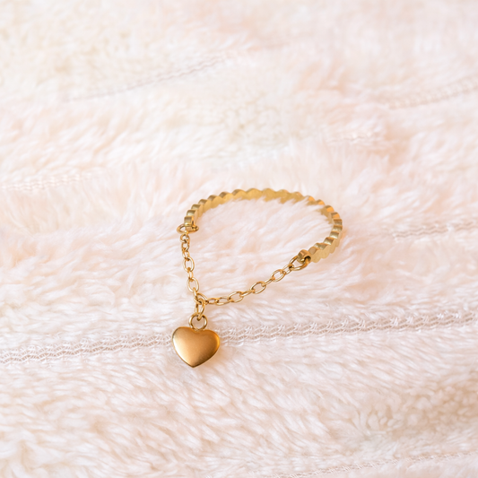 Bague chaîne cœur